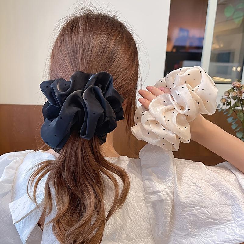 Polka Dots Satin Hair Scrunchie Hair Accessories Gift Set