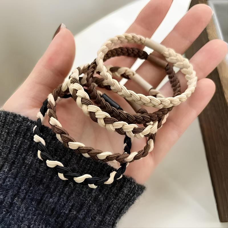 5pcs Braided Hair Tie Elastic Hair Bands Ponytail Holder