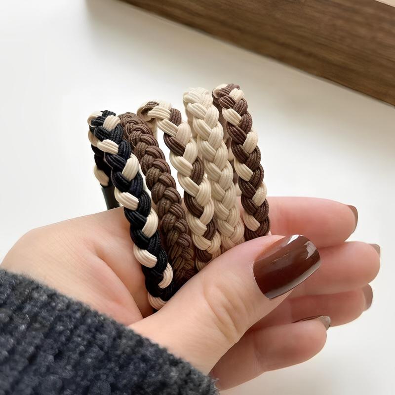 5pcs Braided Hair Tie Elastic Hair Bands Ponytail Holder