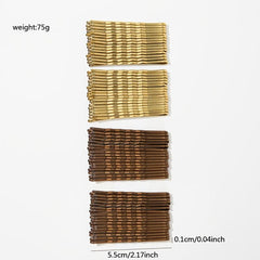 72pcs Waved U Shape Hairpins Golden Brown Bobby Pins Hair Grips Salon Holder