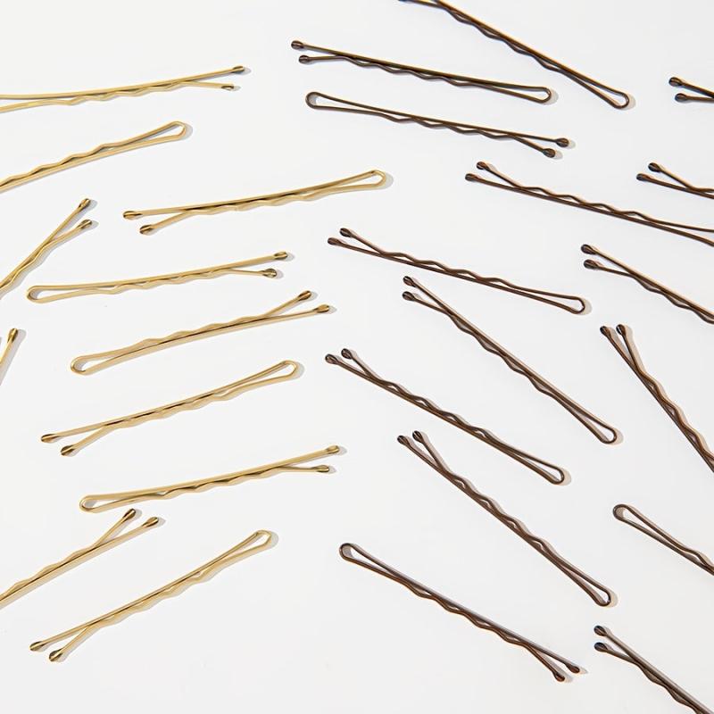 72pcs Waved U Shape Hairpins Golden Brown Bobby Pins Hair Grips Salon Holder