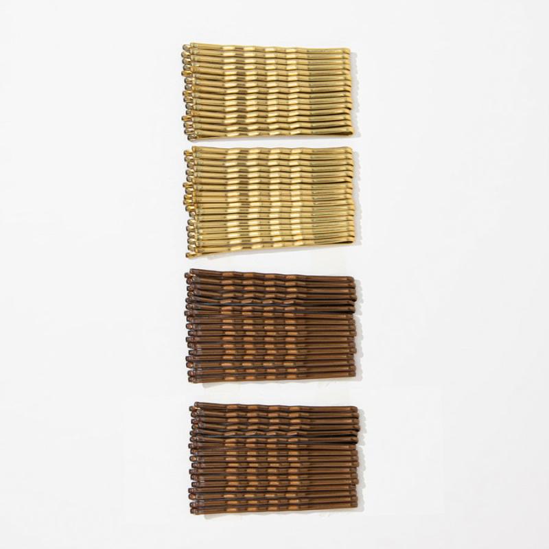 72pcs Waved U Shape Hairpins Golden Brown Bobby Pins Hair Grips Salon Holder