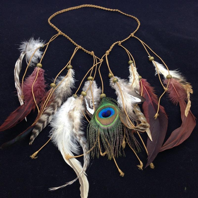 Bohemia Style Feather Headband Adjustable Decorative Headwear