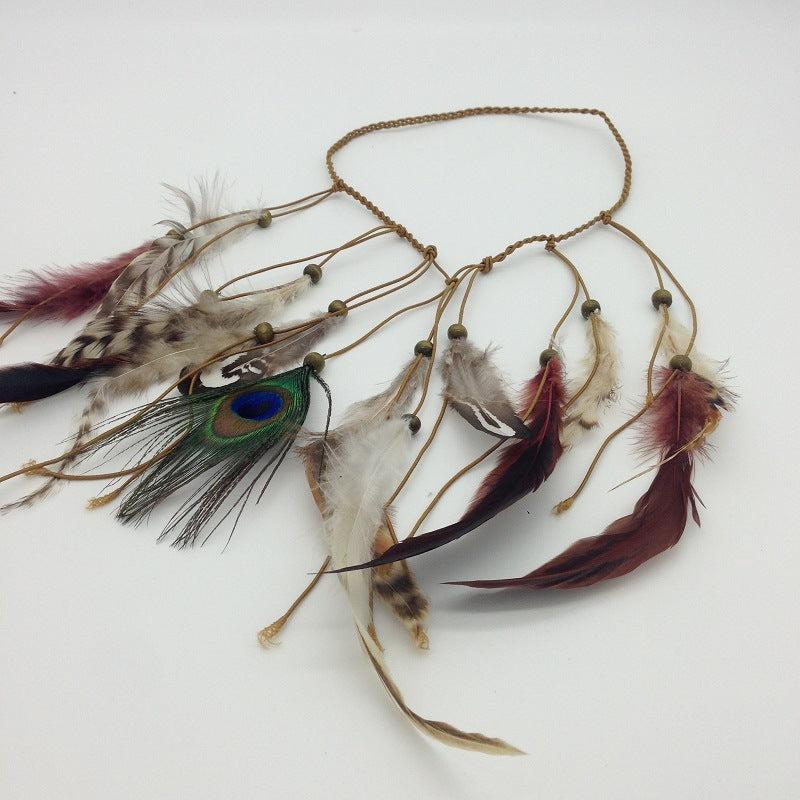 Bohemia Style Feather Headband Adjustable Decorative Headwear