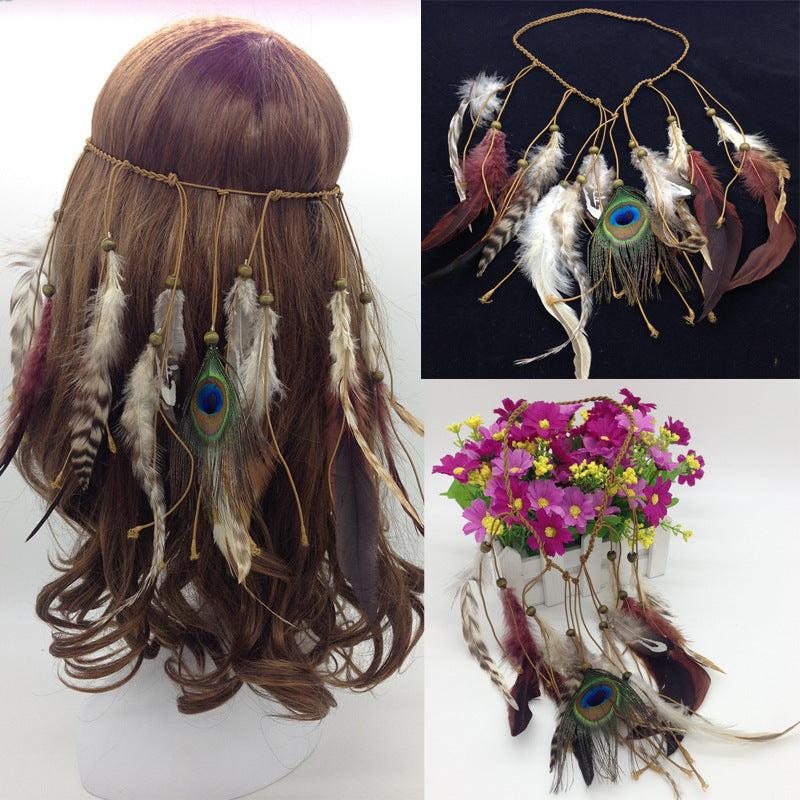 Bohemia Style Feather Headband Adjustable Decorative Headwear
