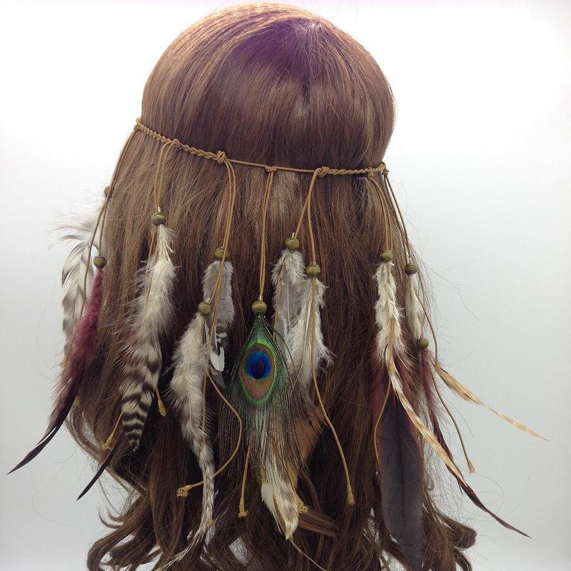 Bohemia Style Feather Headband Adjustable Decorative Headwear