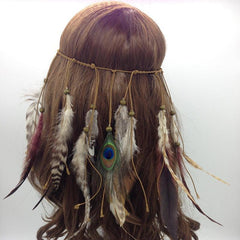 Bohemia Style Feather Headband Adjustable Decorative Headwear