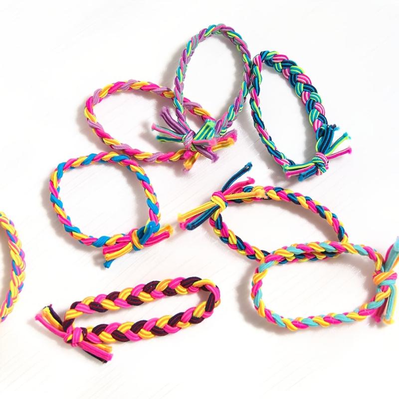 50pcs Colorful Hair Ties Braided Hair Scrunchies Weave Elastic Hair Rope Rubber