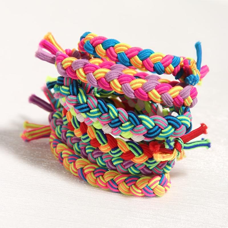 50pcs Colorful Hair Ties Braided Hair Scrunchies Weave Elastic Hair Rope Rubber