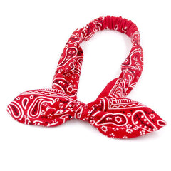 Paisley Print Bohemian Headband Vintage Bowknot Elastic Hair Acc
