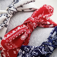 Paisley Print Bohemian Headband Vintage Bowknot Elastic Hair Acc