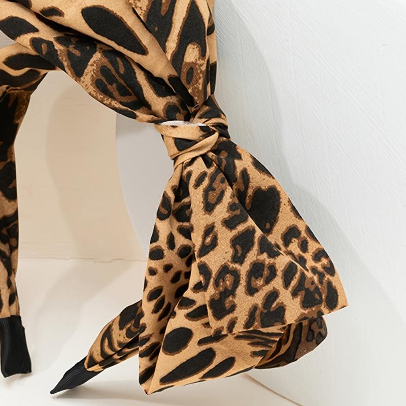Leopard Wide Bow Knotted Headband for Women