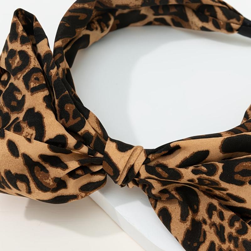 Leopard Wide Bow Knotted Headband for Women