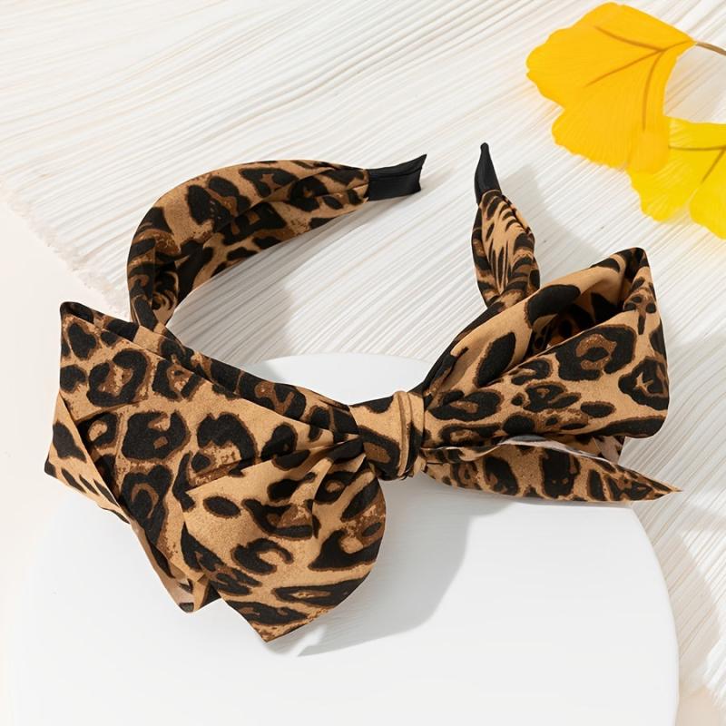 Leopard Wide Bow Knotted Headband for Women