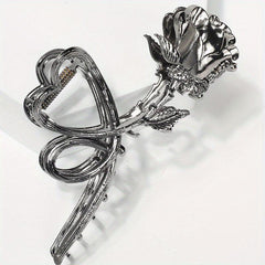 Rose Flower Metal Hair Claw Clip Silvery Non Slip Strong Hold Grip Hair Clip