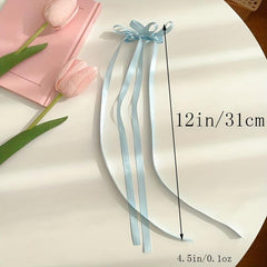 2pcs Ribbon Bow Hair Clip Long Bowknot Duck Billed Clip Sweet Hair Accessories