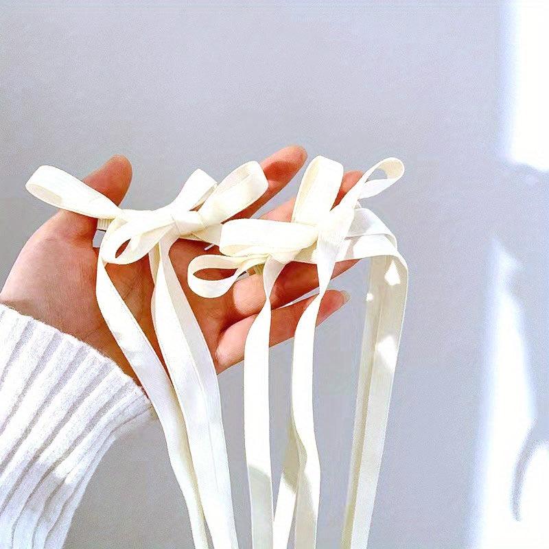 2pcs Ribbon Bow Hair Clip Long Bowknot Duck Billed Clip Sweet Hair Accessories
