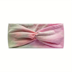 Tie Dye Cross Knotted Headband Elastic Sports Boho Sweatband