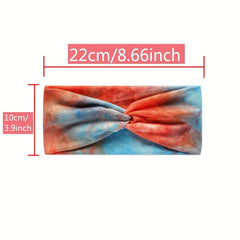 Tie Dye Cross Knotted Headband Elastic Sports Boho Sweatband