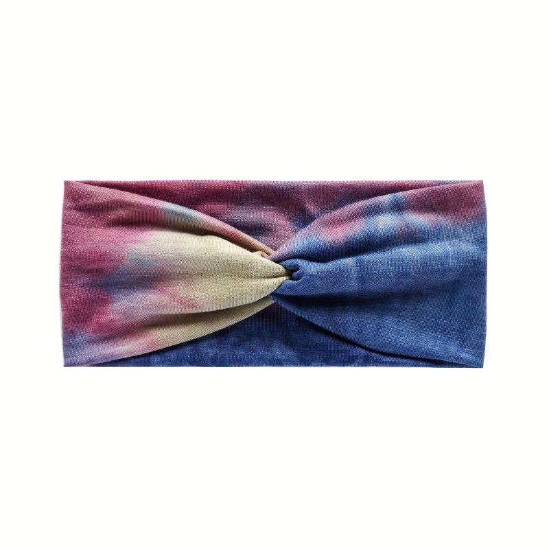 Tie Dye Cross Knotted Headband Elastic Sports Boho Sweatband
