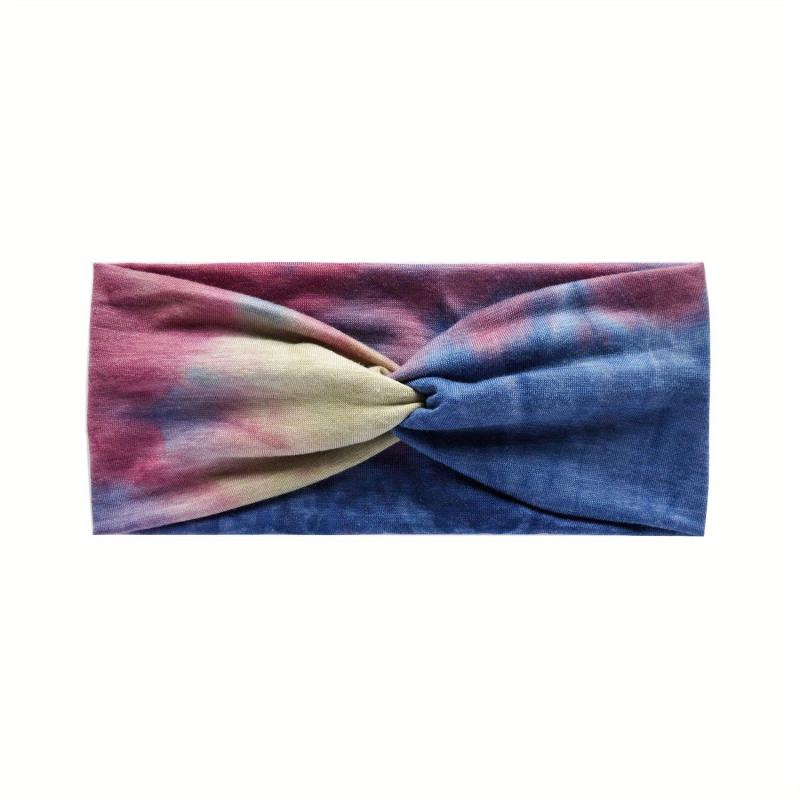 Tie Dye Cross Knotted Headband Elastic Sports Boho Sweatband