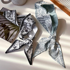 Vintage Floral Silk Ribbon Headband Long Hair Tie Hair Band Scarf Waistband