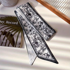 Vintage Floral Silk Ribbon Headband Long Hair Tie Hair Band Scarf Waistband