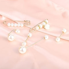 6Pcs Pearl Crystal Brooch Pins Pretty Corsage Pins Clothes Pants Elastic