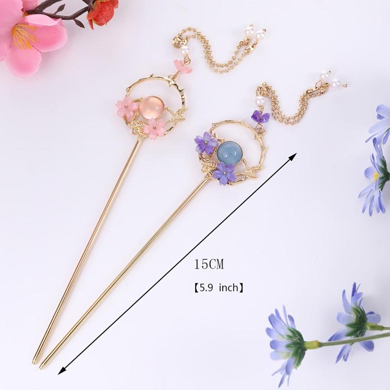 Crystal Pearl Hair Fork Leaves Headdress