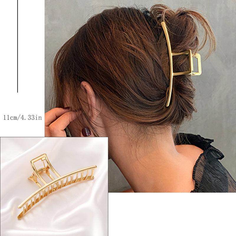 Golden Hollow Geometric Metal Hair Claw Clips Strong Hold Grip Hair Jaw Clip