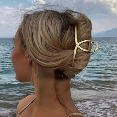 Golden Hollow Geometric Metal Hair Claw Clips Strong Hold Grip Hair Jaw Clip