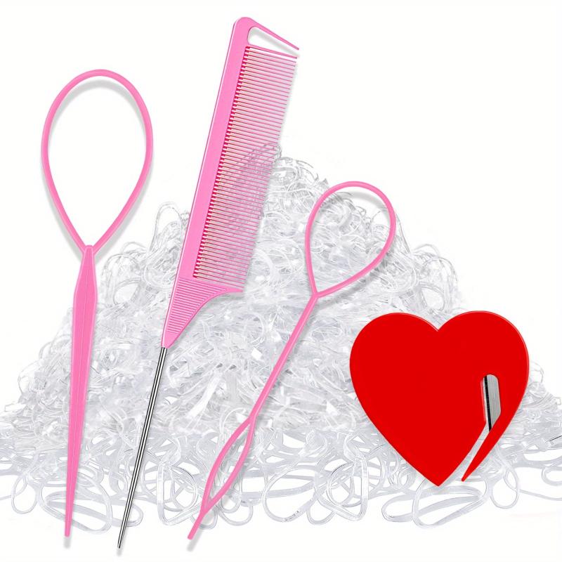 1004pcs Hair Accessories Set Small Rubber Bands Cutter Rat Tail Comb
