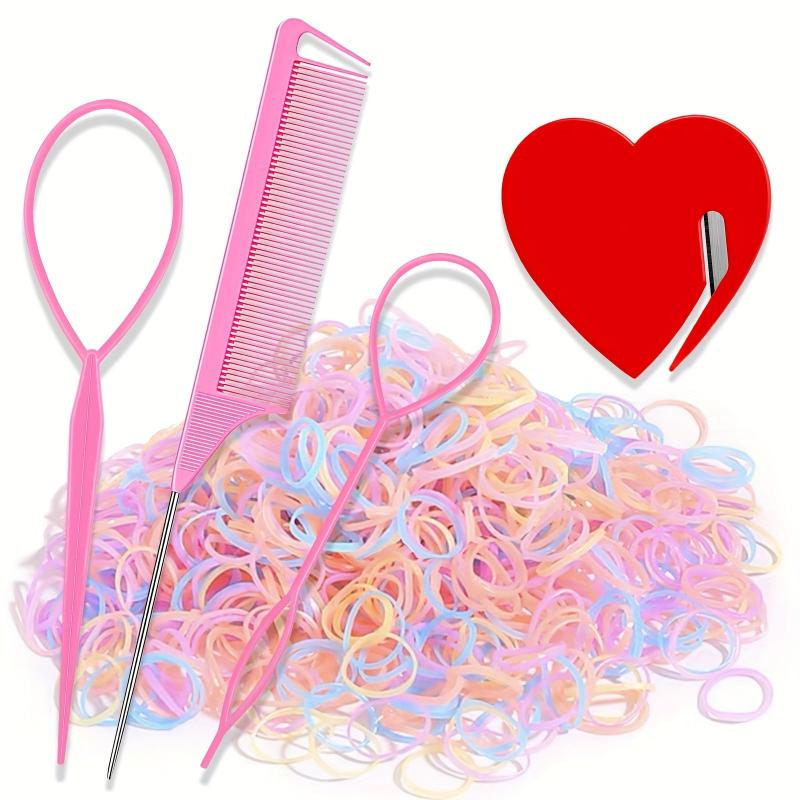 1004pcs Hair Accessories Set Small Rubber Bands Cutter Rat Tail Comb