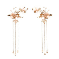 Chinese Style Hanfu Hairclip Faux Pearl Flower Tassel Hairpin