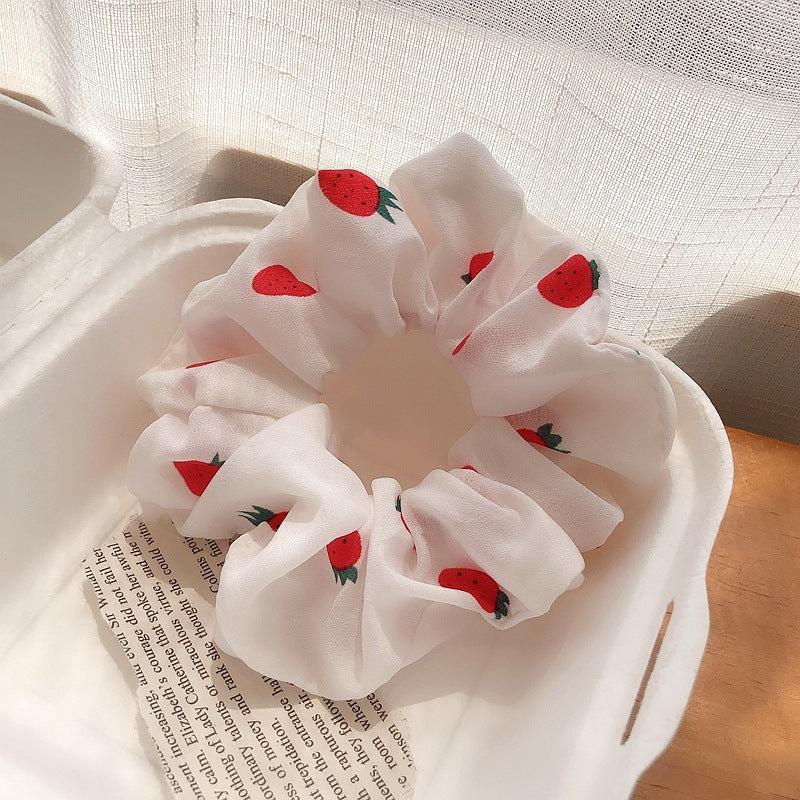Strawberry Big Hair Ring Girl Chiffon Hair Rope Sweet Hair Accessories