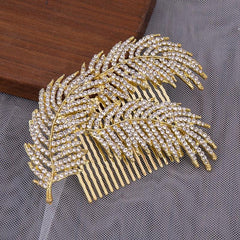 Bridal Hair Comb Rhinestone Leaf Headdress Wedding Hair Pin