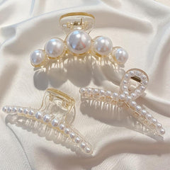 Large Pearl Hair Claw Clips for Thick Hair