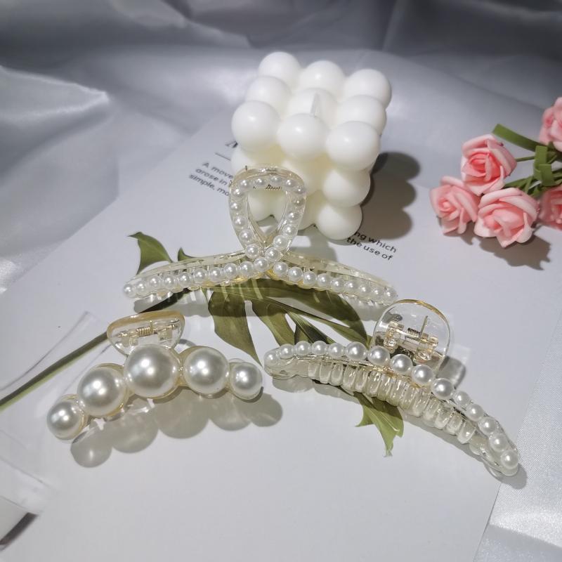 Large Pearl Hair Claw Clips for Thick Hair