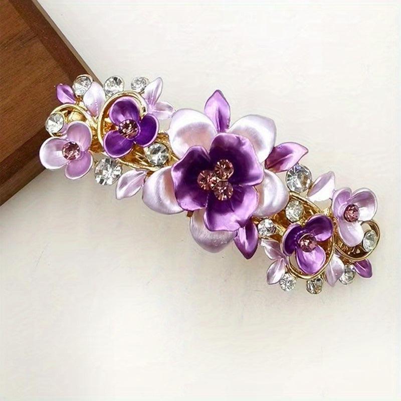 Rhinestone Flower Hair Clip French Barrette Hair Accessories