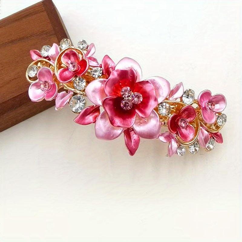 Rhinestone Flower Hair Clip French Barrette Hair Accessories