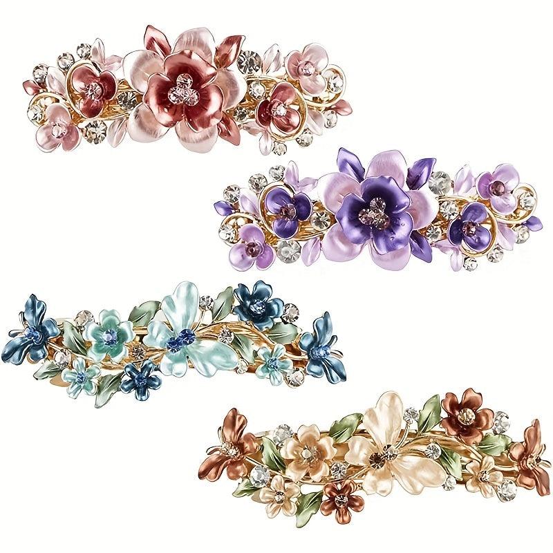 Rhinestone Flower Hair Clip French Barrette Hair Accessories