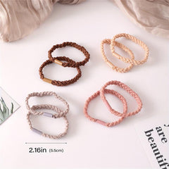 4pcs Braided Hair Tie Seamless Solid Hair Rope Elastic Ponytail Holder