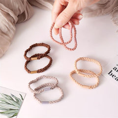 4pcs Braided Hair Tie Seamless Solid Hair Rope Elastic Ponytail Holder