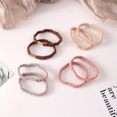4pcs Braided Hair Tie Seamless Solid Hair Rope Elastic Ponytail Holder