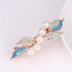 Leaf Hair Clip Pearl French Barrette Decorative Accessory
