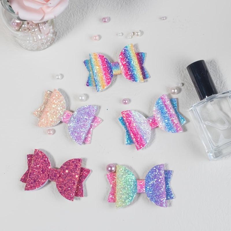 5pcs Glitter Hair Bows Hair Clips Big Hair Bows For Girls Teens