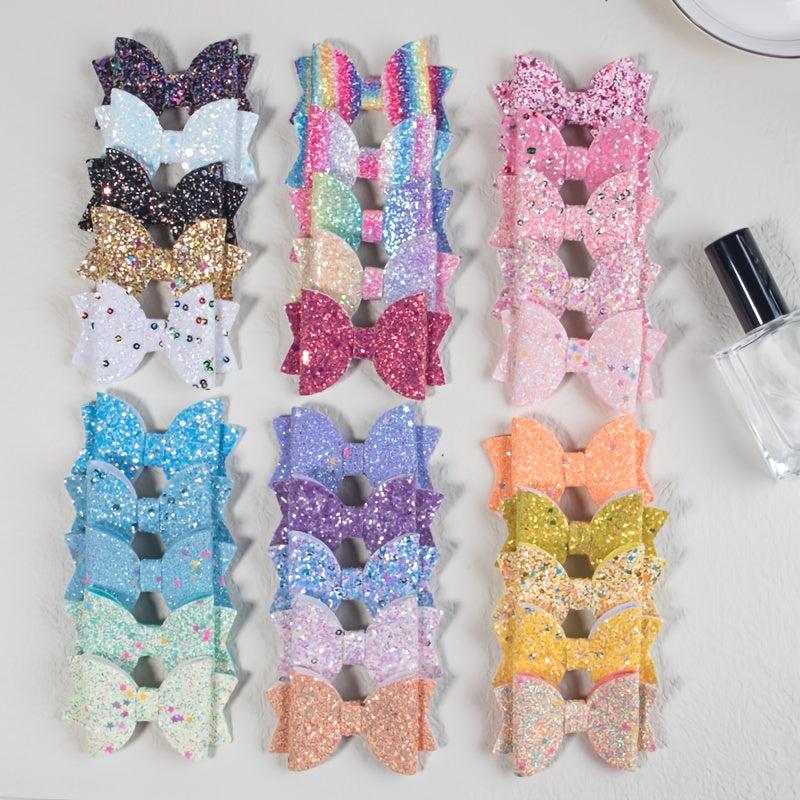 5pcs Glitter Hair Bows Hair Clips Big Hair Bows For Girls Teens
