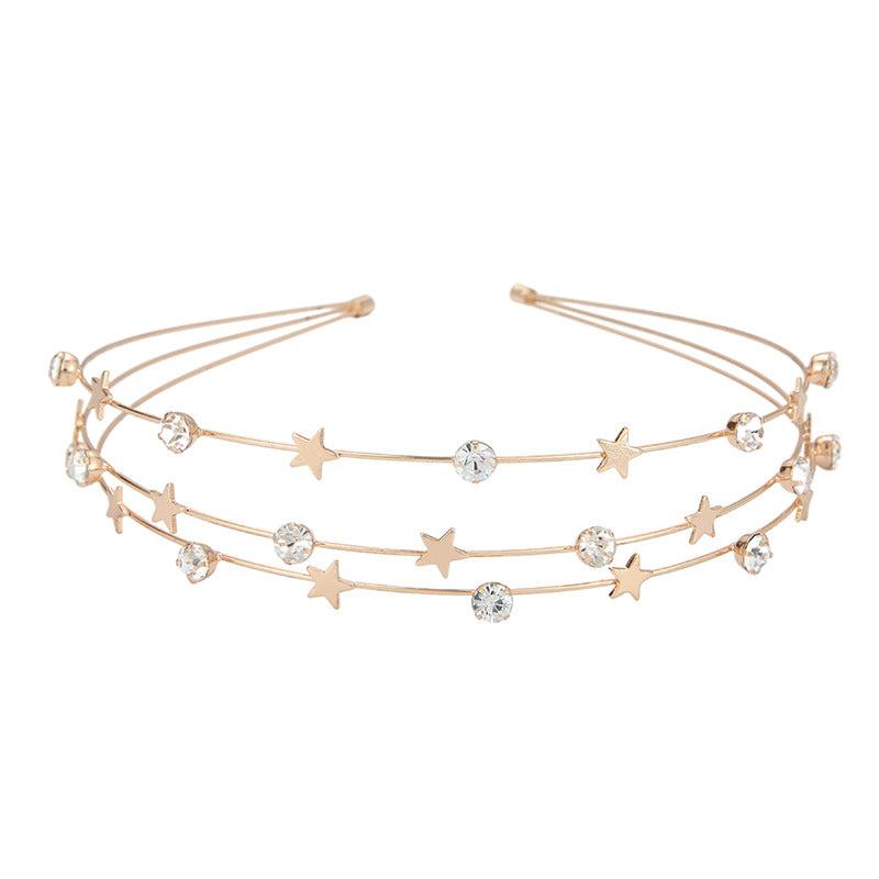 Rhinestone Crystal Headband Butterfly Moon Star Double Metal Headband
