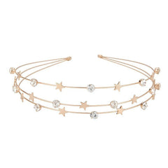 Rhinestone Crystal Headband Butterfly Moon Star Double Metal Headband