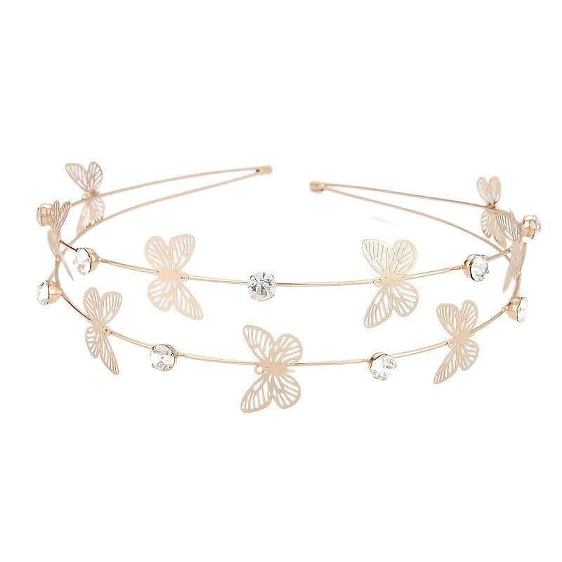 Rhinestone Crystal Headband Butterfly Moon Star Double Metal Headband